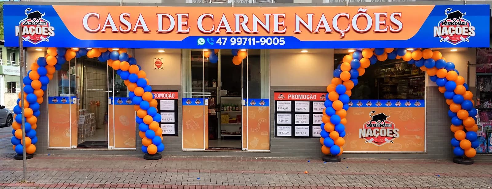 Fachada da Casa de Carnes Nações em Balneário Camboriú